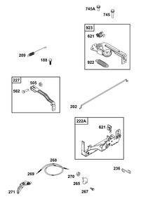 Controls Group Diagram and Parts List for 08P602-0036-H5 020000 - 09Z999 Briggs and Stratton Engine